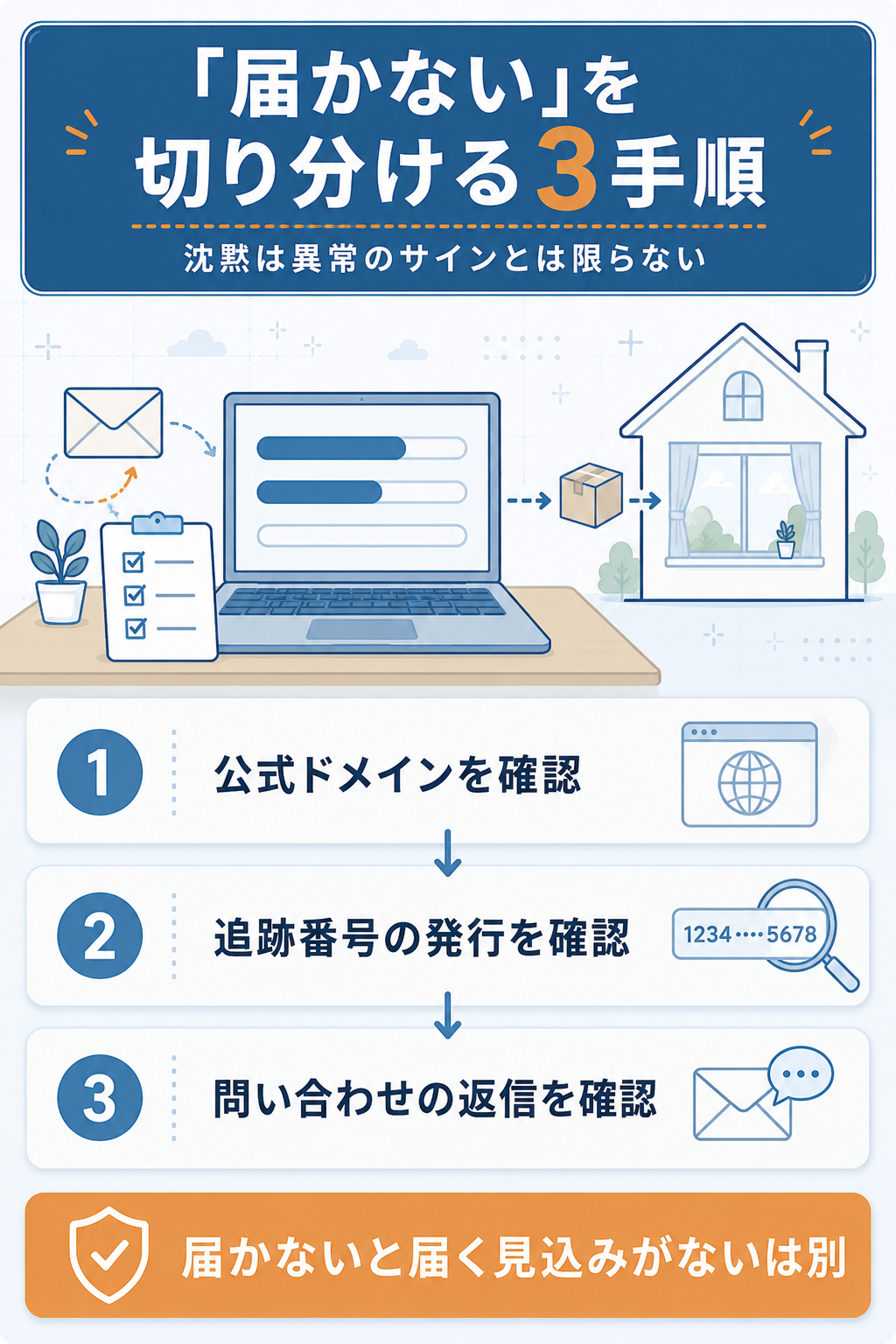 届かない不安を切り分ける3つの手順を示した図解