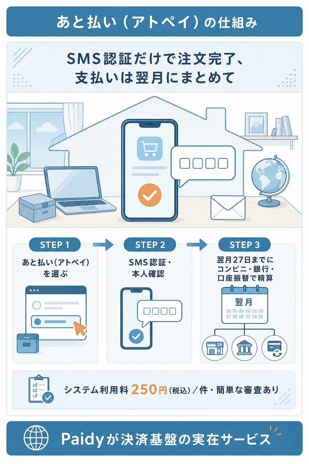 図解:あと払い(アトペイ)の仕組みと手数料・審査