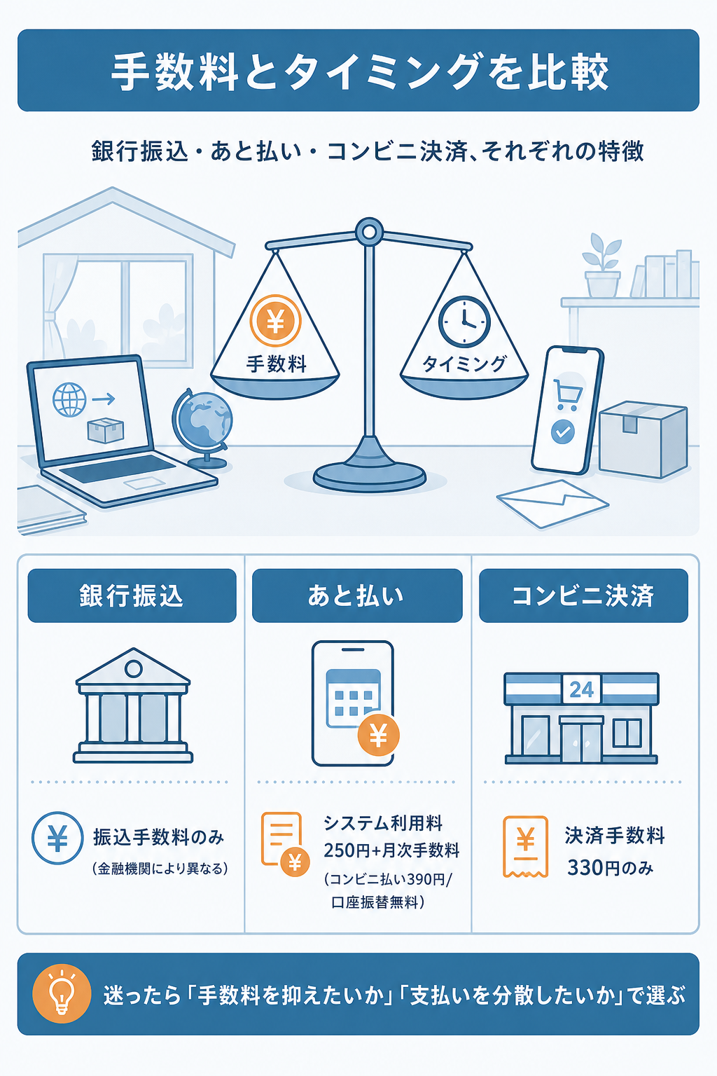 図解:3つの支払い方法を比較|どれを選べばいい?