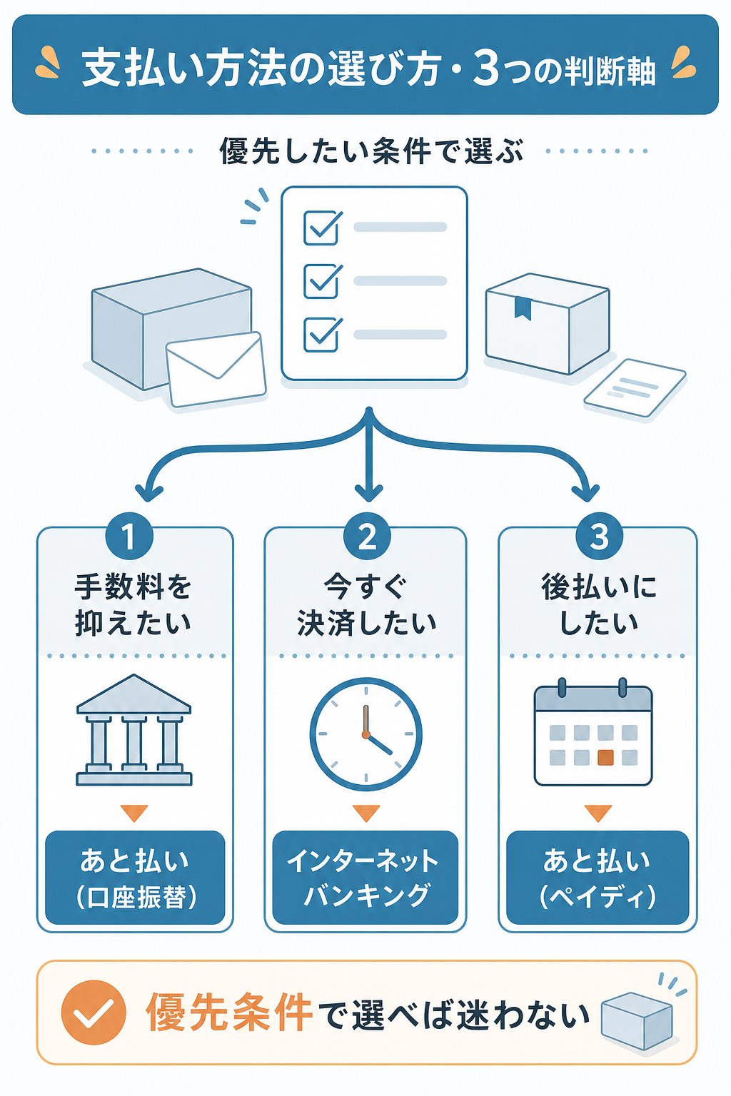 図解：お薬通販部の支払い手段の選び方は何を優先するか