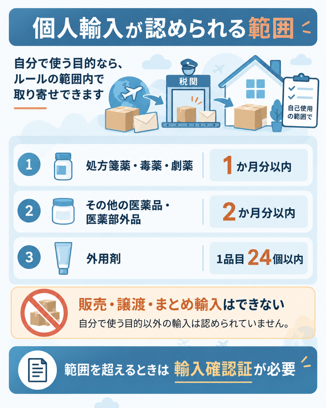 個人輸入で認められる数量の目安を示した図解